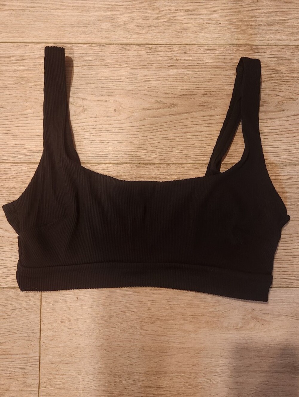 aerie Black Ribbed Bralette